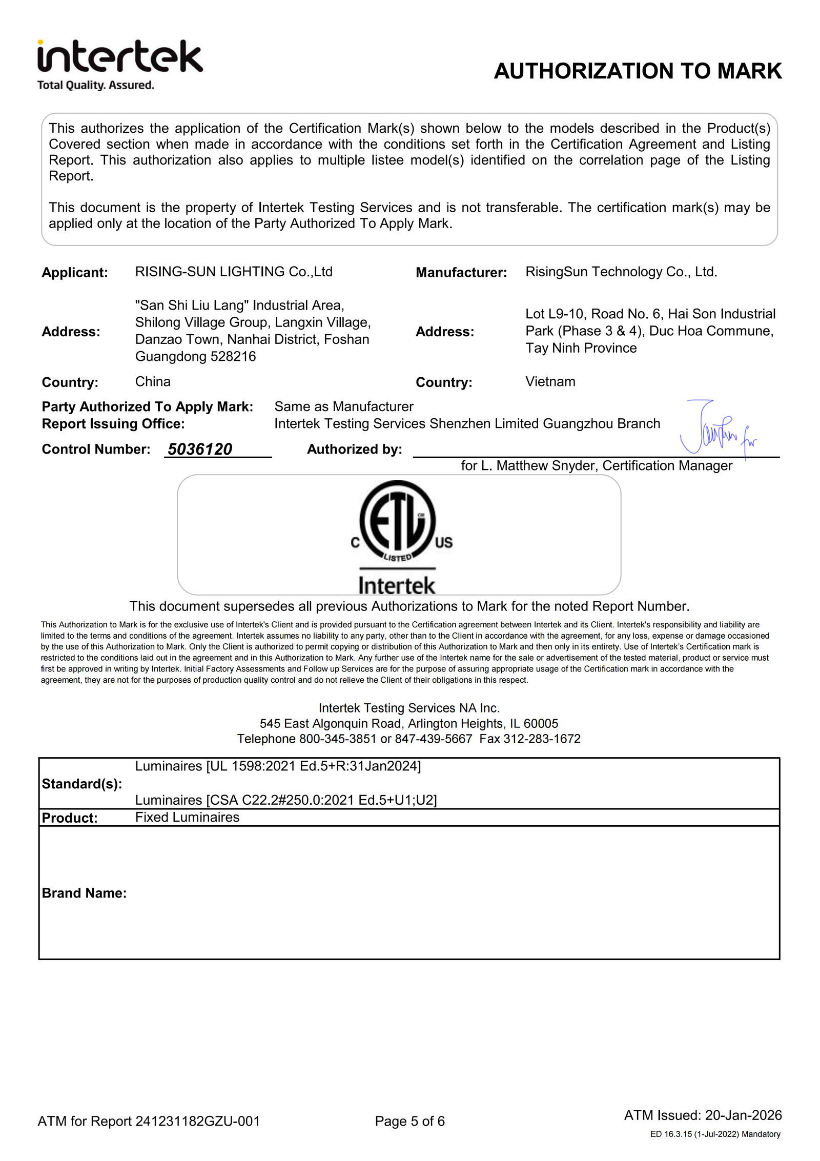 ETL Certificate - VN